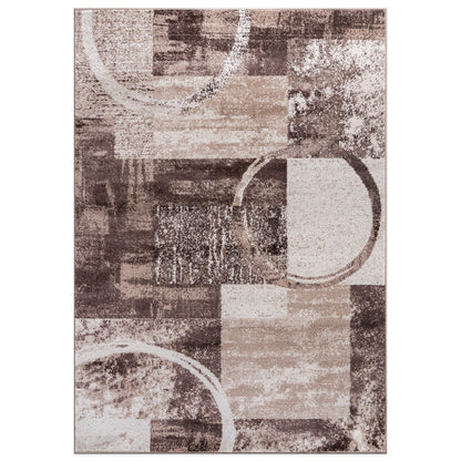 Tapis circulaire abstrait en polypropylène fabriqué à la machine, de la World Rug Gallery