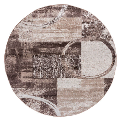 Tapis circulaire abstrait en polypropylène fabriqué à la machine, de la World Rug Gallery