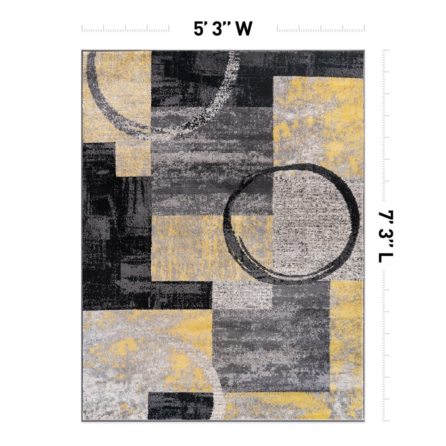 Tapis circulaire abstrait en polypropylène fabriqué à la machine, de la World Rug Gallery