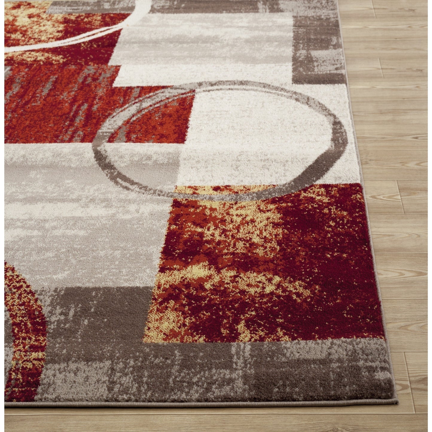 Tapis circulaire abstrait en polypropylène fabriqué à la machine, de la World Rug Gallery