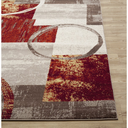 Tapis circulaire abstrait en polypropylène fabriqué à la machine, de la World Rug Gallery
