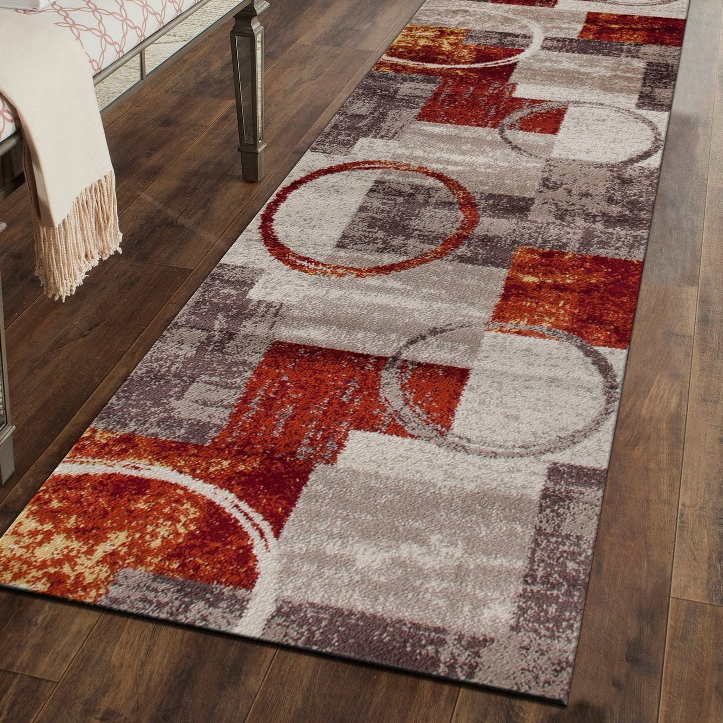 Tapis circulaire abstrait en polypropylène fabriqué à la machine, de la World Rug Gallery