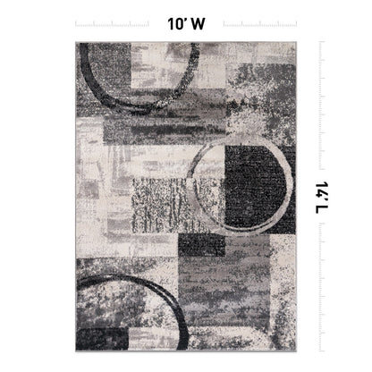 Tapis circulaire abstrait en polypropylène fabriqué à la machine, de la World Rug Gallery