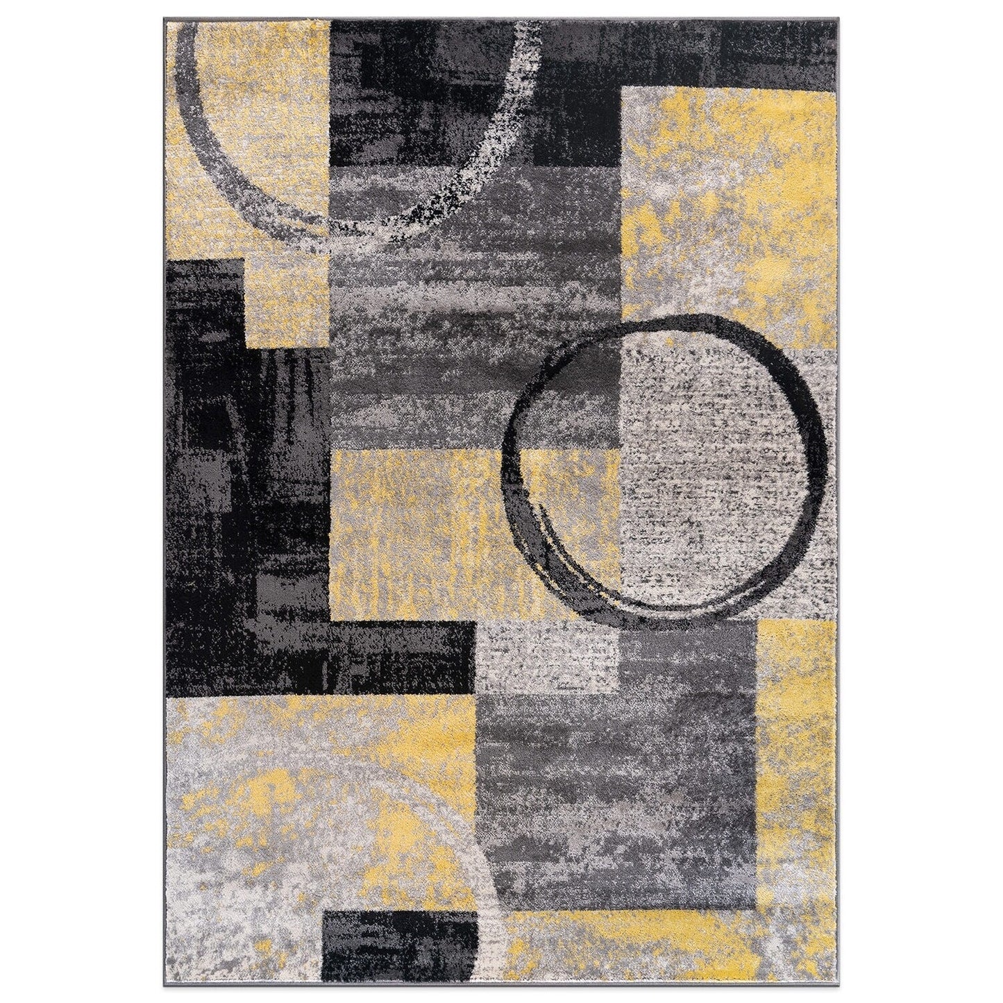 Tapis circulaire abstrait en polypropylène fabriqué à la machine, de la World Rug Gallery