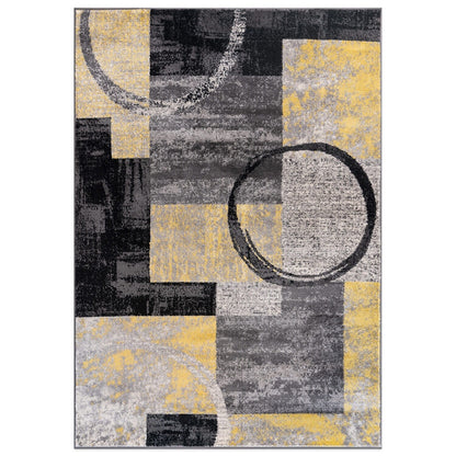 Tapis circulaire abstrait en polypropylène fabriqué à la machine, de la World Rug Gallery