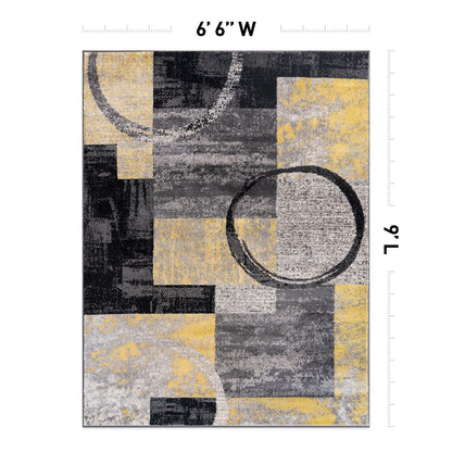 Tapis circulaire abstrait en polypropylène fabriqué à la machine, de la World Rug Gallery