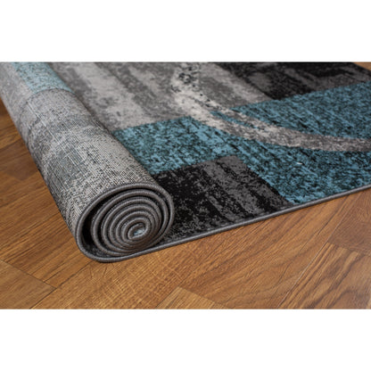 Tapis circulaire abstrait en polypropylène fabriqué à la machine, de la World Rug Gallery