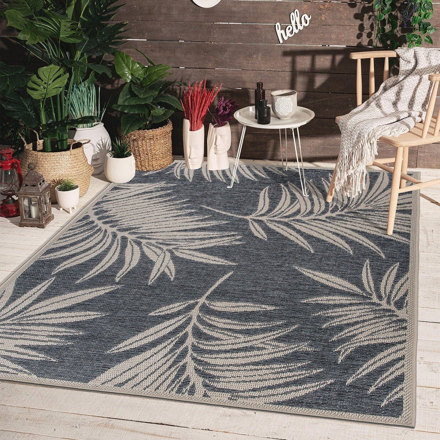 Tapis d'intérieur/extérieur à motif floral contemporain World Rug Gallery