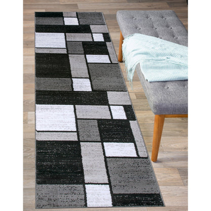 Tapis contemporain moderne à blocs de couleurs en boîte de la World Rug Gallery