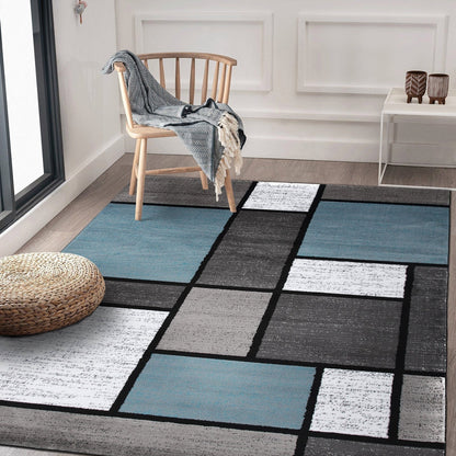 Tapis contemporain moderne à blocs de couleurs en boîte de la World Rug Gallery