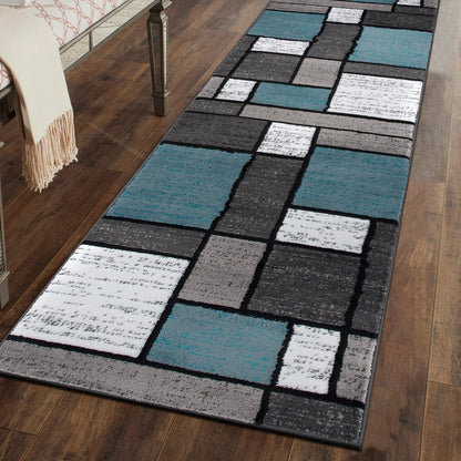 Tapis contemporain moderne à blocs de couleurs en boîte de la World Rug Gallery