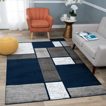 Tapis contemporain moderne à blocs de couleurs en boîte de la World Rug Gallery