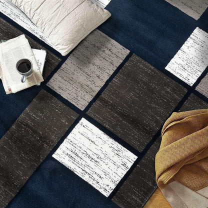 Tapis contemporain moderne à blocs de couleurs en boîte de la World Rug Gallery