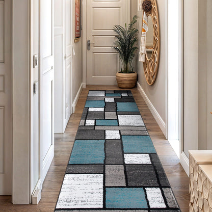 Tapis contemporain moderne à blocs de couleurs en boîte de la World Rug Gallery