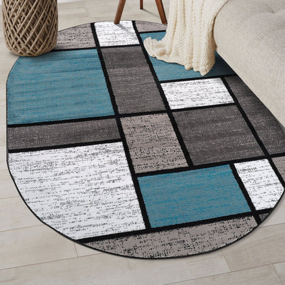 Tapis contemporain moderne à blocs de couleurs en boîte de la World Rug Gallery