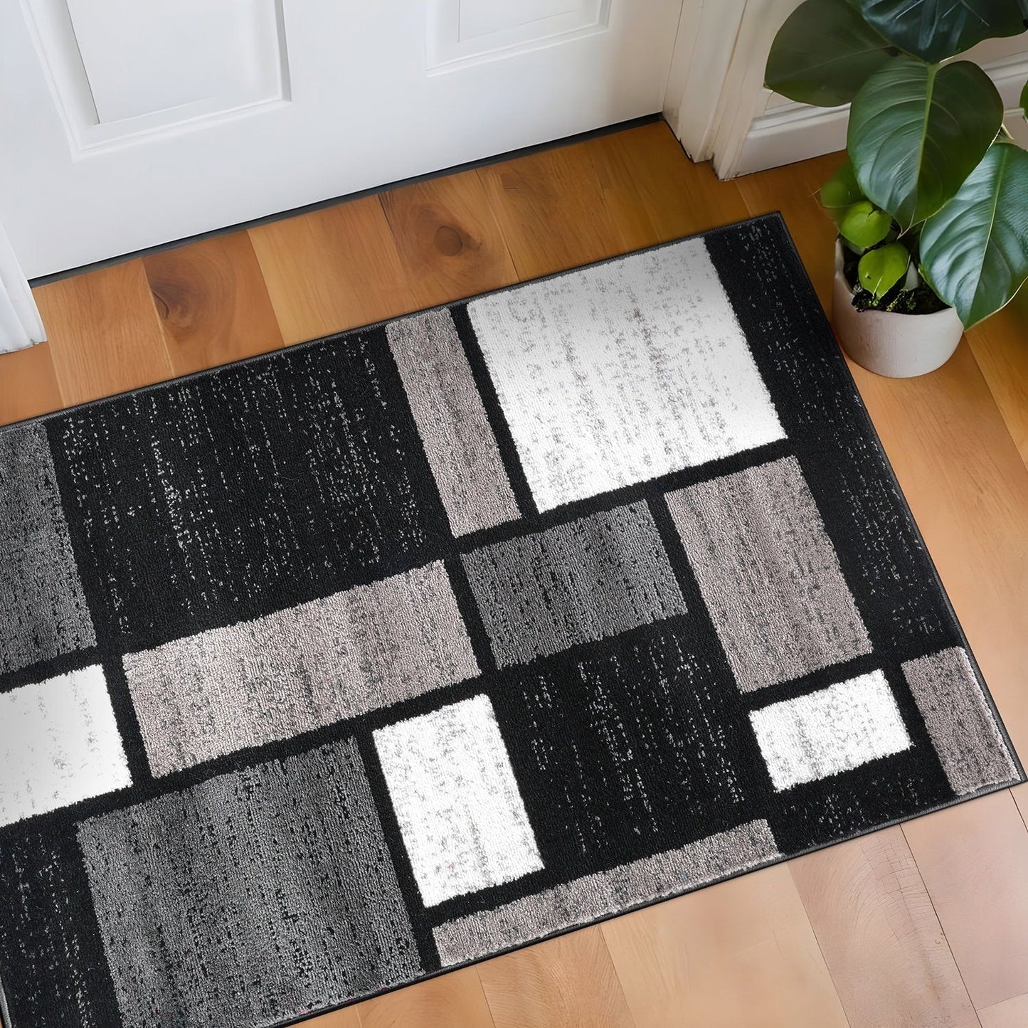 Tapis contemporain moderne à blocs de couleurs en boîte de la World Rug Gallery