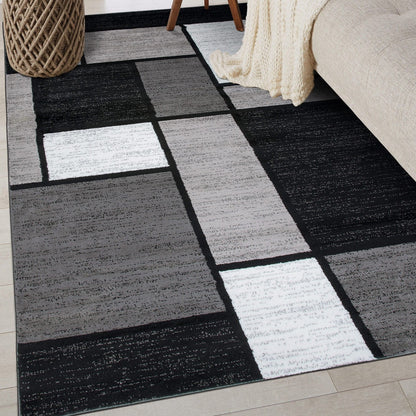 Tapis contemporain moderne à blocs de couleurs en boîte de la World Rug Gallery