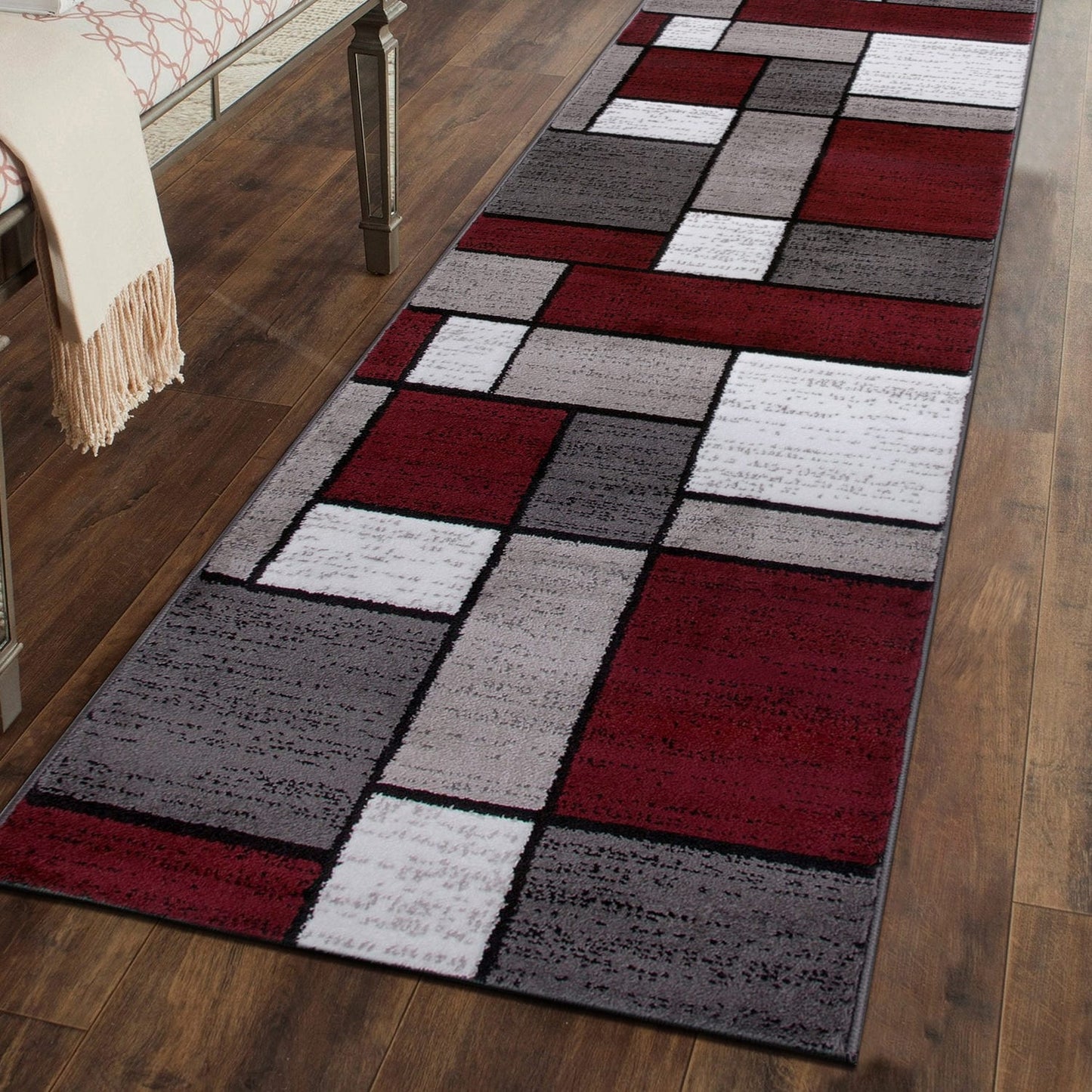 Tapis contemporain moderne à blocs de couleurs en boîte de la World Rug Gallery