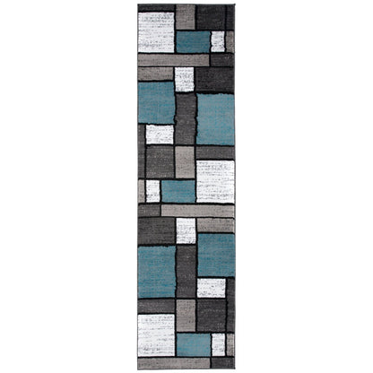 Tapis contemporain moderne à blocs de couleurs en boîte de la World Rug Gallery