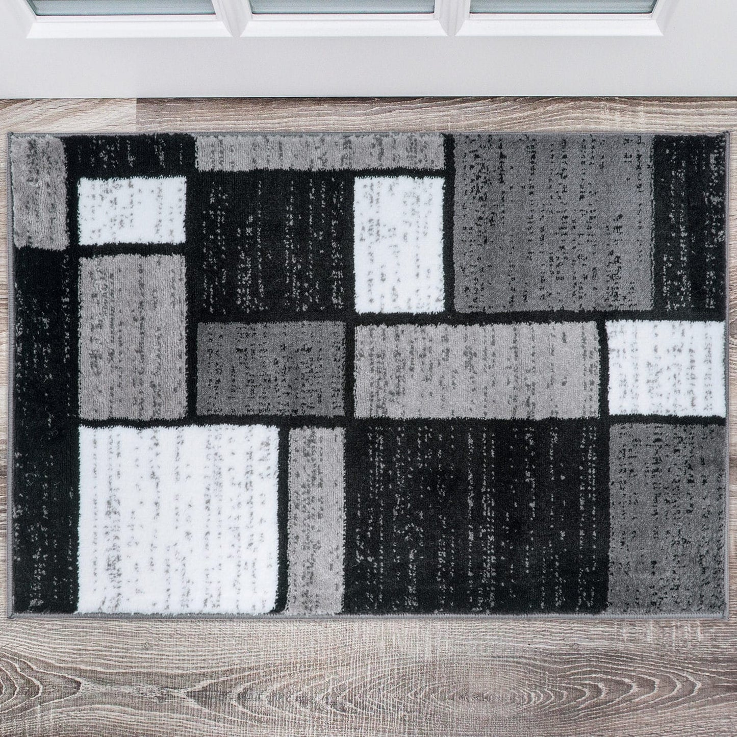 Tapis contemporain moderne à blocs de couleurs en boîte de la World Rug Gallery