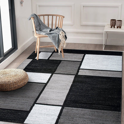 Tapis contemporain moderne à blocs de couleurs en boîte de la World Rug Gallery