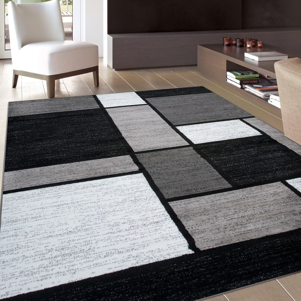 Tapis contemporain moderne à blocs de couleurs en boîte de la World Rug Gallery