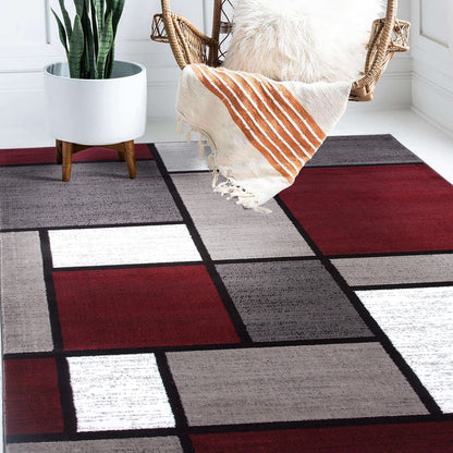 Tapis contemporain moderne à blocs de couleurs en boîte de la World Rug Gallery