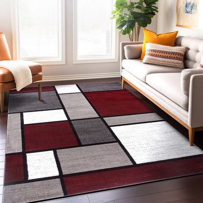 Tapis contemporain moderne à blocs de couleurs en boîte de la World Rug Gallery