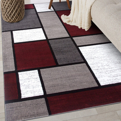 Tapis contemporain moderne à blocs de couleurs en boîte de la World Rug Gallery
