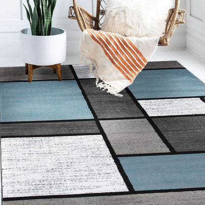 Tapis contemporain moderne à blocs de couleurs en boîte de la World Rug Gallery