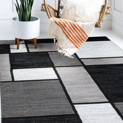 Tapis contemporain moderne à blocs de couleurs en boîte de la World Rug Gallery