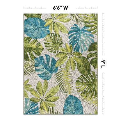 Tapis d'intérieur/extérieur contemporain à motif floral tropical de la World Rug Gallery
