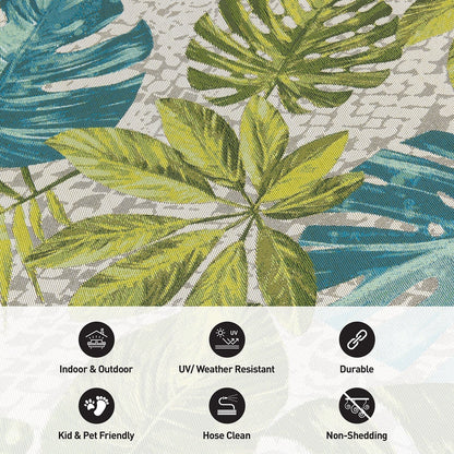 Tapis d'intérieur/extérieur contemporain à motif floral tropical de la World Rug Gallery