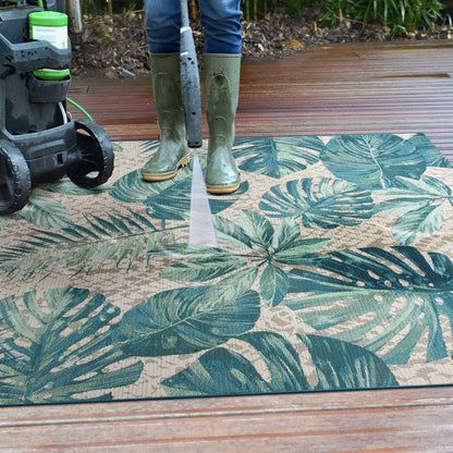 Tapis d'intérieur/extérieur contemporain à motif floral tropical de la World Rug Gallery