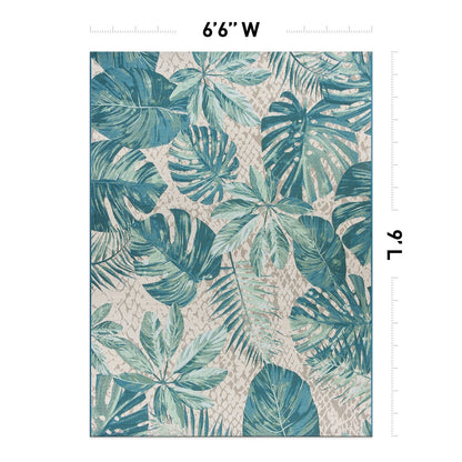 Tapis d'intérieur/extérieur contemporain à motif floral tropical de la World Rug Gallery