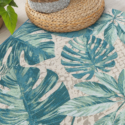 Tapis d'intérieur/extérieur contemporain à motif floral tropical de la World Rug Gallery