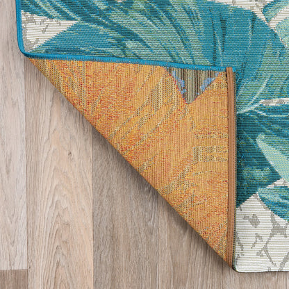 Tapis d'intérieur/extérieur contemporain à motif floral tropical de la World Rug Gallery