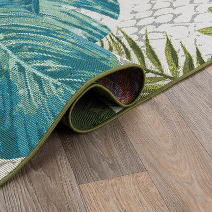 Tapis d'intérieur/extérieur contemporain à motif floral tropical de la World Rug Gallery