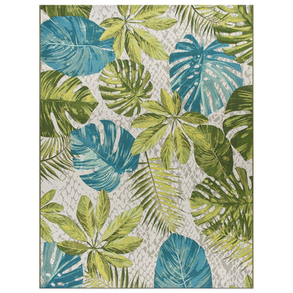Tapis d'intérieur/extérieur contemporain à motif floral tropical de la World Rug Gallery
