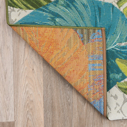Tapis d'intérieur/extérieur contemporain à motif floral tropical de la World Rug Gallery