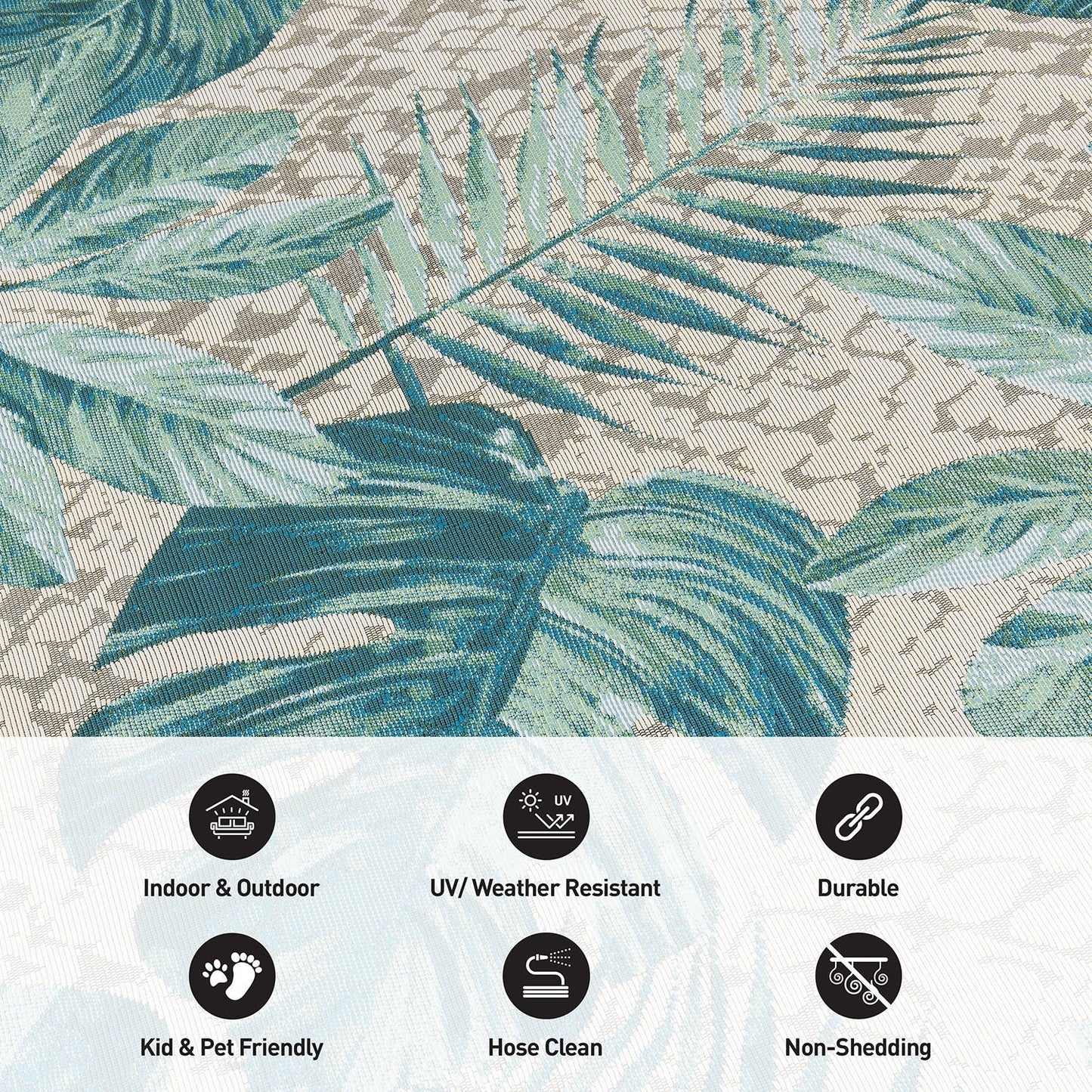 Tapis d'intérieur/extérieur contemporain à motif floral tropical de la World Rug Gallery