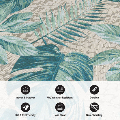 Tapis d'intérieur/extérieur contemporain à motif floral tropical de la World Rug Gallery