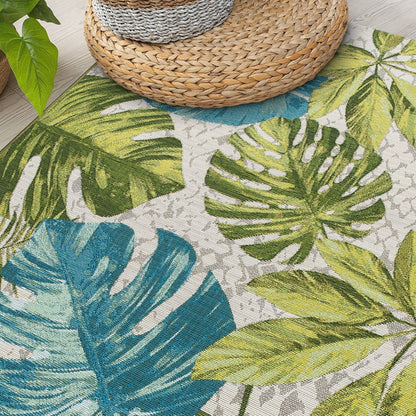 Tapis d'intérieur/extérieur contemporain à motif floral tropical de la World Rug Gallery