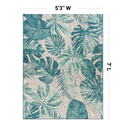 Tapis d'intérieur/extérieur contemporain à motif floral tropical de la World Rug Gallery