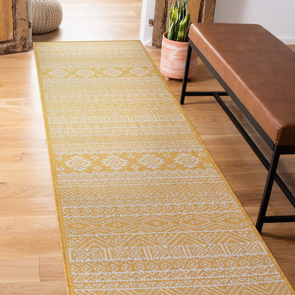 Tapis d'intérieur/extérieur texturé à motif géométrique bohème vieilli World Rug Gallery