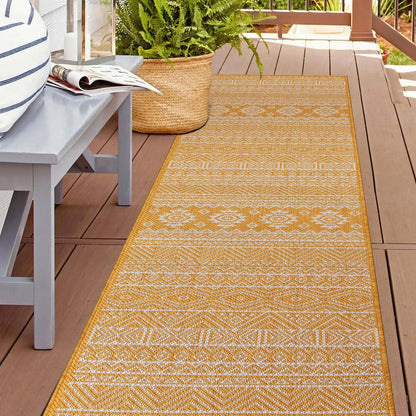 Tapis d'intérieur/extérieur texturé à motif géométrique bohème vieilli World Rug Gallery