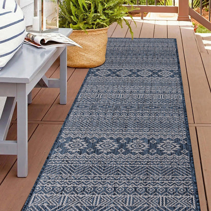 Tapis d'intérieur/extérieur texturé à motif géométrique bohème vieilli World Rug Gallery