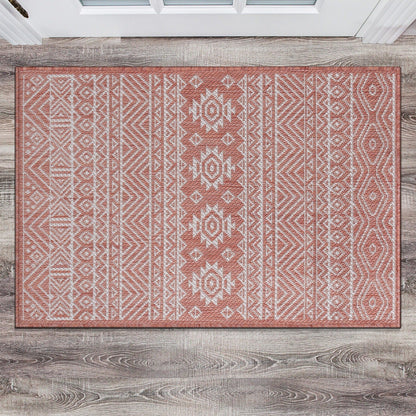 Tapis d'intérieur/extérieur texturé à motif géométrique bohème vieilli World Rug Gallery