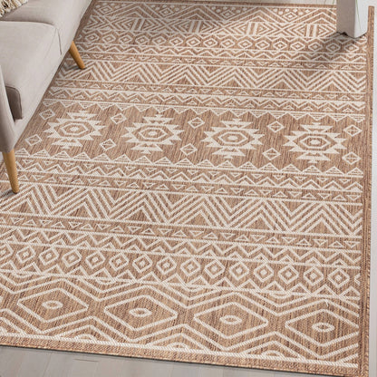 Tapis d'intérieur/extérieur texturé à motif géométrique bohème vieilli World Rug Gallery