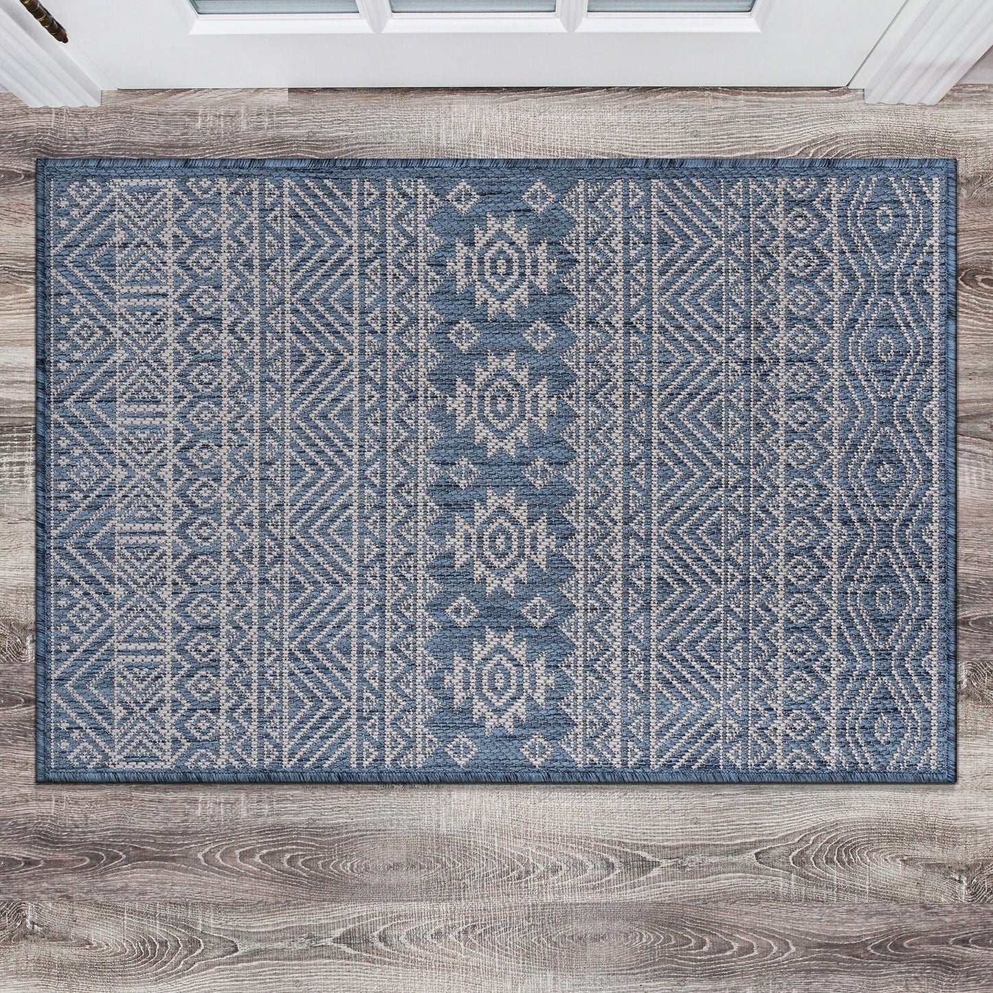 Tapis d'intérieur/extérieur texturé à motif géométrique bohème vieilli World Rug Gallery